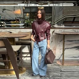 Vintage Fashion Elegant High Neck Leather Jacket 2025 New Exquisite Cinched Waist Short Coat High Street Faux Leather Clothes
