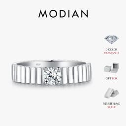 MODIAN D Color Moissanite Ring 925 Sterling Silver Trendy Wide Eternal Stackable Finger Rings For Women Unisex Fine Jewelry