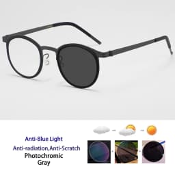 High Quality Pure Titanium Photochromic Anti Blue Light Reading Glasses for Men Woman with Oval Brand Design Presbyopia Glasses