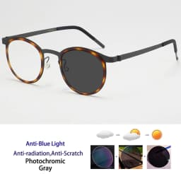 High Quality Pure Titanium Photochromic Anti Blue Light Reading Glasses for Men Woman with Oval Brand Design Presbyopia Glasses