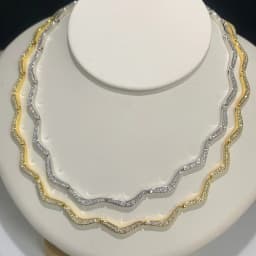 New Wave Shape Tennis Necklaces for Women Bezel Setting Shiny Full Cubic Zirconia Gold Platinum Color Fashion Jewelry for Party