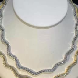 New Wave Shape Tennis Necklaces for Women Bezel Setting Shiny Full Cubic Zirconia Gold Platinum Color Fashion Jewelry for Party