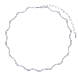 New Wave Shape Tennis Necklaces for Women Bezel Setting Shiny Full Cubic Zirconia Gold Platinum Color Fashion Jewelry for Party