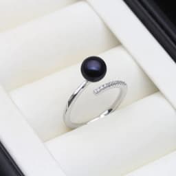 Real Freshwater Natural Black Pearl Rings,Vintage 925 Silver Adjustable Pearl Ring Mother Wife Birthday Gift White Pink Gray