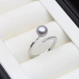 Real Freshwater Natural Black Pearl Rings,Vintage 925 Silver Adjustable Pearl Ring Mother Wife Birthday Gift White Pink Gray