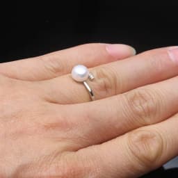 Real Freshwater Natural Black Pearl Rings,Vintage 925 Silver Adjustable Pearl Ring Mother Wife Birthday Gift White Pink Gray