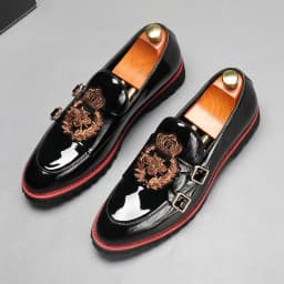 Luxury Leather Shoes for Men Fashion Embroidery Men British Style Monk Shoes High Quality Loafers Casual Business Men Shoes 2025