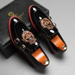 Luxury Leather Shoes for Men Fashion Embroidery Men British Style Monk Shoes High Quality Loafers Casual Business Men Shoes 2025