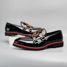 Luxury Leather Shoes for Men Fashion Embroidery Men British Style Monk Shoes High Quality Loafers Casual Business Men Shoes 2025