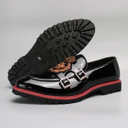 Luxury Leather Shoes for Men Fashion Embroidery Men British Style Monk Shoes High Quality Loafers Casual Business Men Shoes 2025