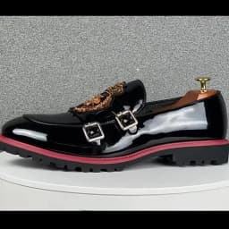 Luxury Leather Shoes for Men Fashion Embroidery Men British Style Monk Shoes High Quality Loafers Casual Business Men Shoes 2025