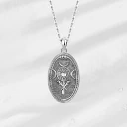 Eudora 925 Sterling Silver Triple Moon Goddess Necklace Hecate Dog Amulet Pendant Triple Goddess Jewelry for Women Man Gift