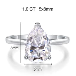 KNOBSPIN 1-4ct Pear Cut Moissanite Engagement Rings for Women D VVS1 Diamond with GRA s925 Sterling Silver Promise Wedding Ring