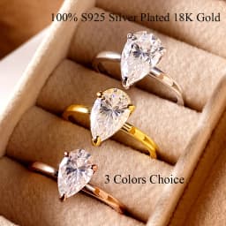 COSYA 1-4CT Pear Cut Moissanite Ring/Necklace for Women 925 Silver Plated 18K Gold Waterdrop Solitaire Wedding Band Fine Jewelry