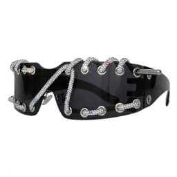 Punk Y2k sunglasses women Frameless  Sunglasses Crystal Chain One-piece Party Shades Bling Streetwear Luxury Accessories