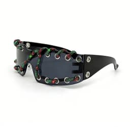 Punk Y2k sunglasses women Frameless  Sunglasses Crystal Chain One-piece Party Shades Bling Streetwear Luxury Accessories