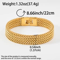 Men Stainless Steel Wide Mesh Chain Bracelet Gold Plated Woven Pattern Bangle Luxury Italian Style Jewelry Gift Valentine's Day