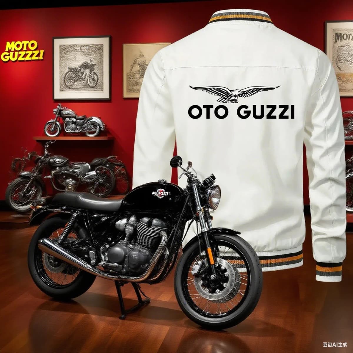 Spring and autumn new MOTO-GUZZI motorcycle logo zipper bomber jacket casual outdoor windproof sportswear