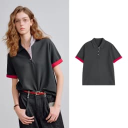 TOYOUTH Women Piqué Polo Tees 2026 Summer New Upgraded Color-Block Plaid Fold-Back Sleeve Vintage Casual Tops