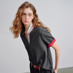 TOYOUTH Women Piqué Polo Tees 2026 Summer New Upgraded Color-Block Plaid Fold-Back Sleeve Vintage Casual Tops
