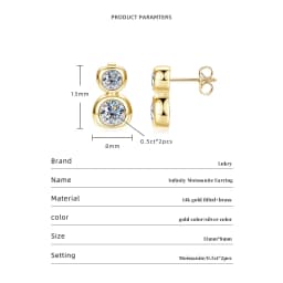 Lnkry 14K Gold Filled Irregular Stud Earrings Sparkling Test Passed 5MM Round Moissanite Earring for Women 2026 Trend Jewelry