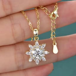 Lnngy Exquisite Sunflower Pendant Necklace Certificated 8MM Moissanite Diamond Necklaces for Women Timeless Style Jewelry
