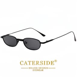 CATERSIDE Men's Hip Hop Sunglasses Premium Metal Small Frame Women's Travel Business Party Holiday Gift Decorative Glasses UV400
