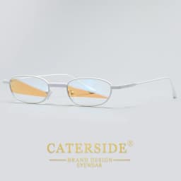 CATERSIDE Men's Hip Hop Sunglasses Premium Metal Small Frame Women's Travel Business Party Holiday Gift Decorative Glasses UV400