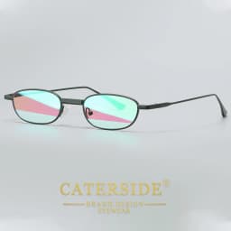 CATERSIDE Men's Hip Hop Sunglasses Premium Metal Small Frame Women's Travel Business Party Holiday Gift Decorative Glasses UV400