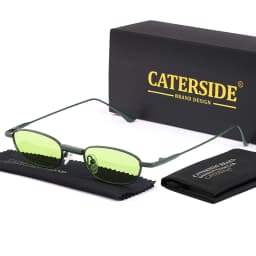 CATERSIDE Men's Hip Hop Sunglasses Premium Metal Small Frame Women's Travel Business Party Holiday Gift Decorative Glasses UV400