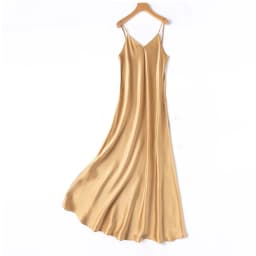 2026 Women's Fashion New 21MM 100% Natural Mulberry Silk Plain Satin Extended French Sexy Adjustable Shoulder Strap Solid Dress