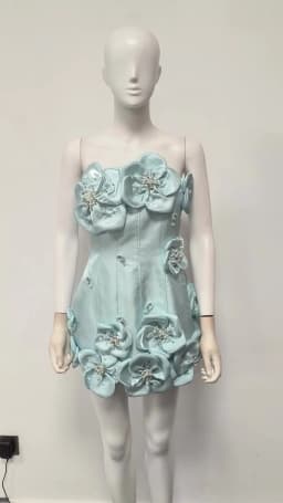 TWOTWINSTYLE Design Sense Spliced Bead Fashion Dresses for Women Strapless Sleeveless Tunic Patchwork 3D Flower Dress Female New