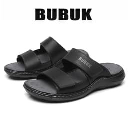 Bubuk Men's First-Layer Cowhide Sports Slippers, Stylish Slip-On Outdoor Beach Sandals, Breathable Summer Shoes for Men, with Arch Support, Suitable for Travel and Hiking