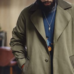 Maden Vintage Men‘s Military Green Trench Coat Mid-Length Corduroy Collar Pure Cotton Overcoat Single-Breasted Spring Autumn