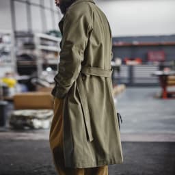 Maden Vintage Men‘s Military Green Trench Coat Mid-Length Corduroy Collar Pure Cotton Overcoat Single-Breasted Spring Autumn