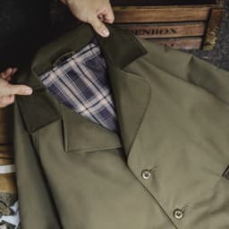 Maden Vintage Men‘s Military Green Trench Coat Mid-Length Corduroy Collar Pure Cotton Overcoat Single-Breasted Spring Autumn