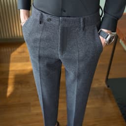 Autumn Winter Men Thick Woolen Cloth Suit Pants Korean Style Fashion Business Casual Male Straight Warm Formal Trousers 28-38
