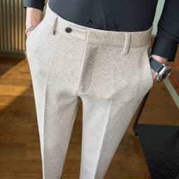 Autumn Winter Men Thick Woolen Cloth Suit Pants Korean Style Fashion Business Casual Male Straight Warm Formal Trousers 28-38