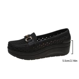 Soft Thick Bottom Height Increase White Loafers Women 2026 Summer Hollow Out Wedge Heel Pumps Women's Comfortable Nursing Shoes