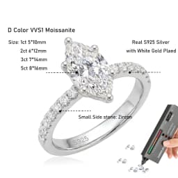 TEZZC 3CT Marquise Cut Moissanite Ring S925 Silver Gold Plated Engagement Wedding Band Lab Diamond Promise Rings For Women