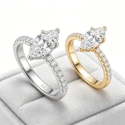 TEZZC 3CT Marquise Cut Moissanite Ring S925 Silver Gold Plated Engagement Wedding Band Lab Diamond Promise Rings For Women