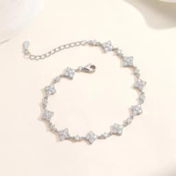 OXTAO Classic Moissanite Floral-Style Bracelet for Women 14K Gold Filled Clover Flower Four-leaf Bracelet Luxury Wedding Jewelry