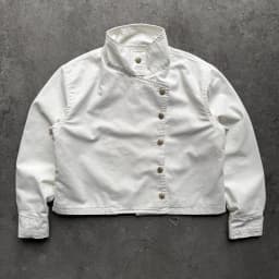 Y2K White Fencing Jacket Retro Bakastroll High Neck Loose Casual Denim Jacket Fashionable High Street Men Women Hip Hop Clothing