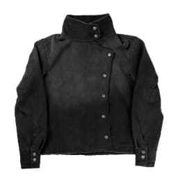 Y2K White Fencing Jacket Retro Bakastroll High Neck Loose Casual Denim Jacket Fashionable High Street Men Women Hip Hop Clothing