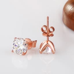 FEOBUR Sparkling 0.2-3CT Moissanite Stud Earring Rose Gold Color 925 Sterling Silver Lab Diamond Ear Studs Women Party Jewelry