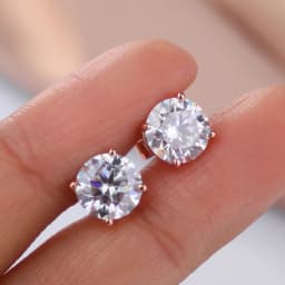 FEOBUR Sparkling 0.2-3CT Moissanite Stud Earring Rose Gold Color 925 Sterling Silver Lab Diamond Ear Studs Women Party Jewelry