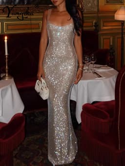 Sexy Luxury Rhinestone Party Long Dresses Women Backless Maxi Summer Dress Woman Elegant Birthday Prom Evening Dresses Vestidos