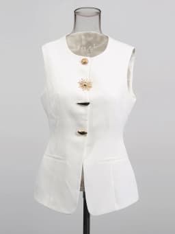 TWOTWINSTYLE Solid Spliced Button Slimming Vests For Women O Neck Sleeveless Tunic Temperament Vests Female Fashion Style New