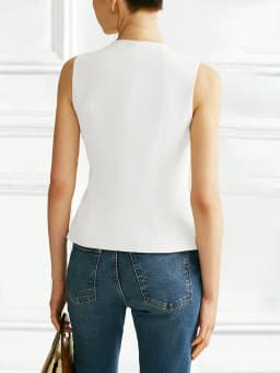 TWOTWINSTYLE Solid Spliced Button Slimming Vests For Women O Neck Sleeveless Tunic Temperament Vests Female Fashion Style New