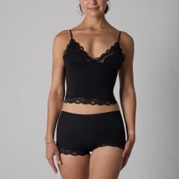 Europe American Simple Pink Light Thin Lace Strap Tank Top Flat Corner Lace Underwear for Women Comfortable Stretchy Short Sets